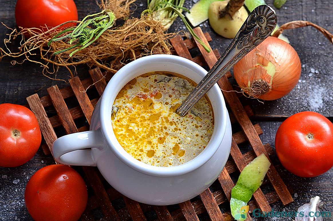 Šviežios kopūstinės sriuba su ridikėliais ir pomidorais
